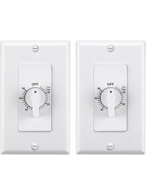 60 Min Countdown Timer Switch for Bathroom Fan & Light, Auto Shut Off, 2 Pack